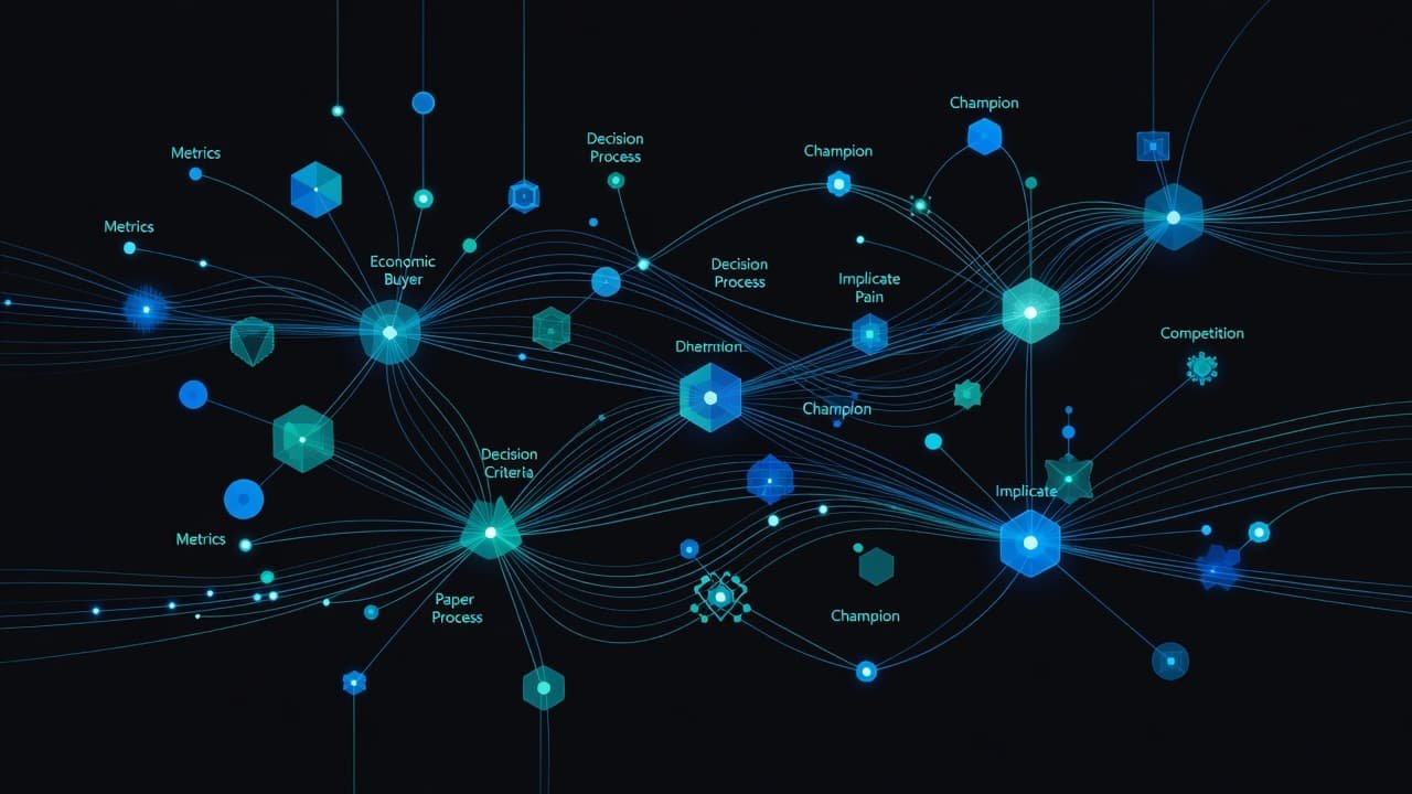 Glowing blue and teal lines intersect between abstract nodes against a dark background, representing complex system connections. This high-resolution visualization maps out a modern technical schema for efficient data tracking.