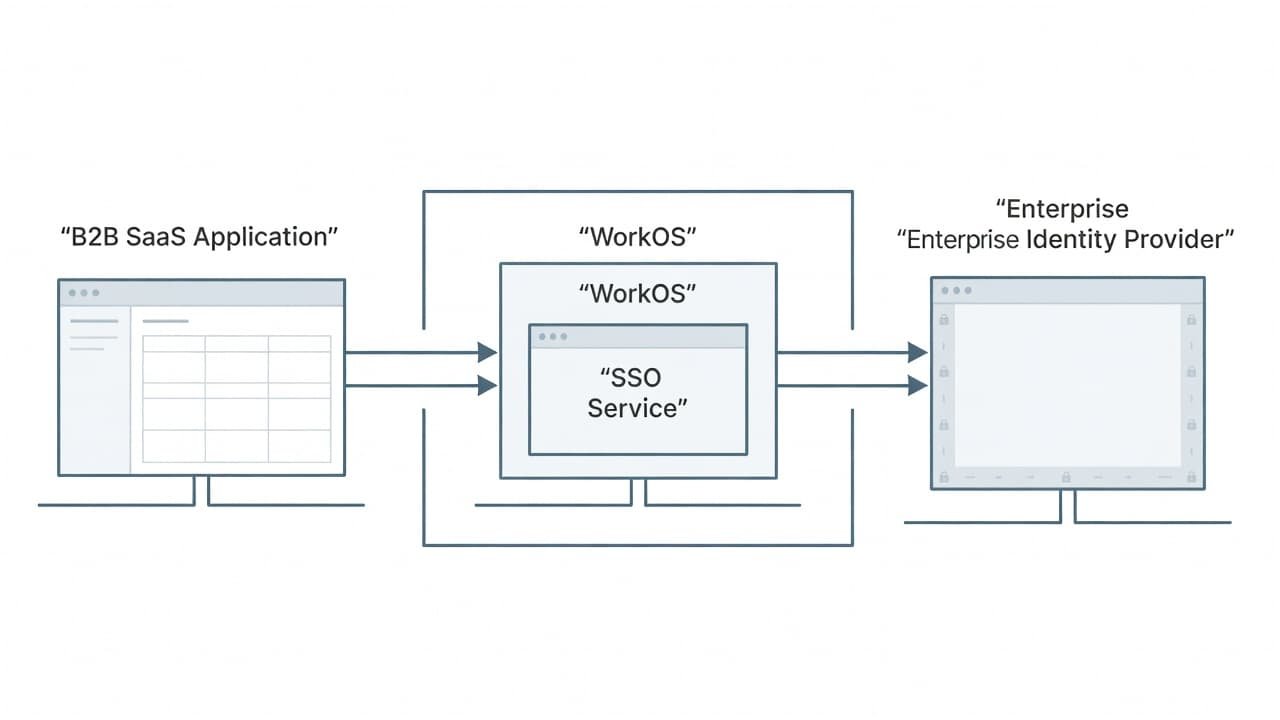 An architecture diagram showing the SSO integration flow between a SaaS app and an identity provider.